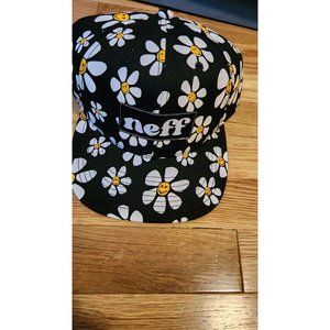 MENS NEFF SMILEY FACE FLORAL BLACK HAT SNAPBACK ADJUSTABLE CAP ONE SIZE